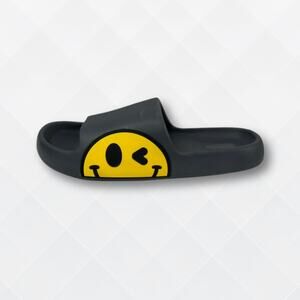 Dark Navy Smiley Cushion Slides, Light, Non-Slip Slippers